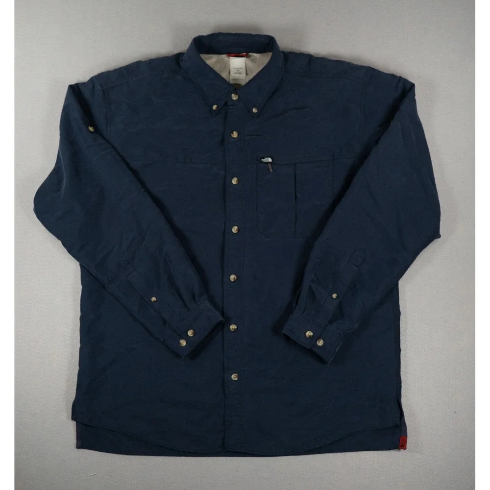The North Face Mens LS Button Down Utility Shirt Navy Blue Large Gorpcore